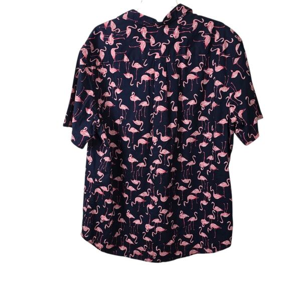 Old Navy Blue Pink Flamingo Print Short Sleeve Bulit In Flex Tropical Unisex XL - Picture 2 of 12